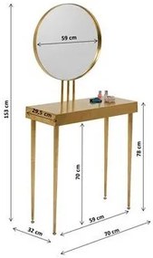 Toaletný stolík so zrkadlom ART v zlatom dekore