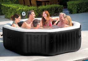 INTEX Nafukovacia vírivka Deluxe Octagon systém slanej vody pre 6 osôb (bublinky + masáž + trysky) 1100L