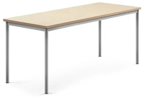 Stôl SONITUS, 1800x700x720 mm, linoleum - béžová, strieborná