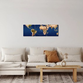 Obraz - Mapa sveta (s hodinami) (90x30 cm)