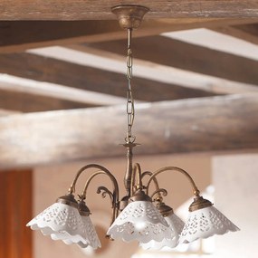 Závesná lampa Semino keramické tienidlá, 5-pl.