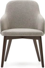 Béžové čalúnené jedálenské kreslo s podrúčkami Nelida – Kave Home