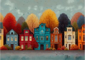 Obraz - Maľované jesenné mesto (70x50 cm)