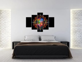 Obraz - Busta Budhu v neónových farbách (150x105 cm)