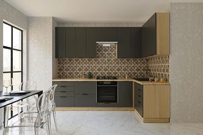 Moderná rohová kuchyňa 280 x 140 CRAF R2V, grafit