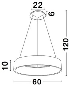 Moderný luster Rando 60 3000K biele