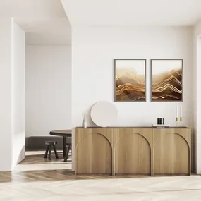 Maľba v hnedom ráme BROWN WAVES I 50x70 cm