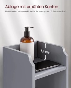 VASAGLE úzka kúpeľňová skrinka s dvierkami – sivá BBC310P36