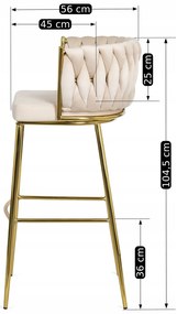 Barová židle Flores 60 cm krémová/zlatá