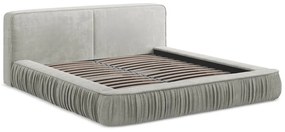 Svetlosivá čalúnená dvojlôžková posteľ s úložným priestorom s roštom 160x200 cm Keoni – Makamii