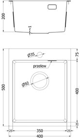 Mexen Solix, 1-komorový nerezový drez 400 x 500 mm, brúsená meď, vzor voština, 6406401000-65HC