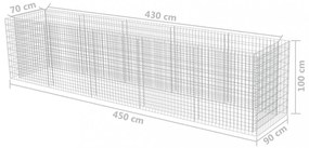 Gabiónový vyvýšený záhon pozinkovaná oceľ Dekorhome 450x90x100 cm