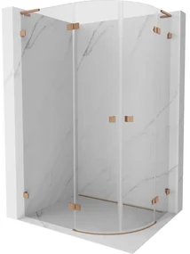 Mexen Lunar, L polkruhový sprchový kút naklápací doľava 80 x 70 cm, 8mm číre sklo, profil medená matná, 833L-080L-070P-65-00