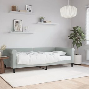 Denná posteľ s matracom bledosivá 100x200 cm zamat 3197754