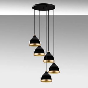 Luster na lane YILDO 5xE27/40W/230V čierna/zlatá