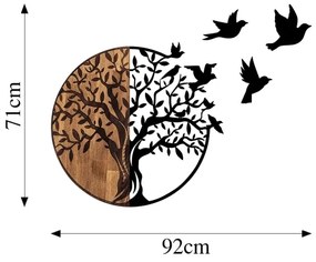 Nástenná dekorácia 71x92 cm strom drevo/kov