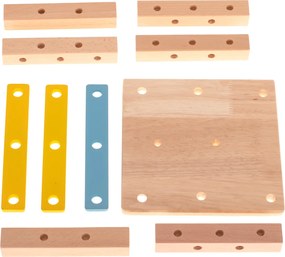 KIK Drevená stavebnica 49 dielov – dielenská stolička, montážna súprava, vzdelávacia hračka 3+