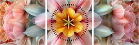 Obraz - Kaleidoskopický kvet (s hodinami) (90x30 cm)
