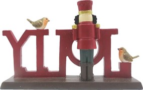 Vianočná dekorácia socha Luskáčik s nápisom Jolly - 18*4*11 cm