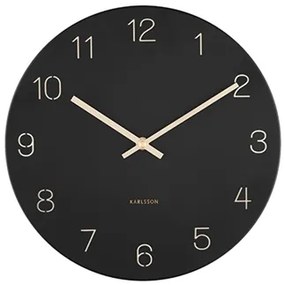 Dizajnové nástenné hodiny Karlsson KA5788BK Charm Engraved – čierne so zlatým ciferníkom, 30 cm