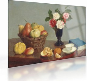 Sklenený obraz - Henri Fantin-Latour, Still  Life, reprodukcia (70x50 cm)