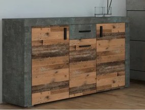 Komoda Pico, tmavý betón/vintage optika dreva%