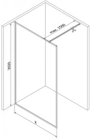 Mexen Kioto-F, sprchová zástena s rámom 80 x 202 cm, 8 mm sklo námraza, oceľový profil, 800-080-104-97-30