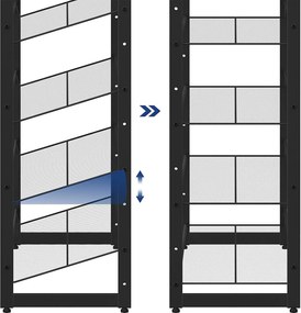 Botník, 12-policový stojan na topánky, pre 48-60 párov topánok, čierny
