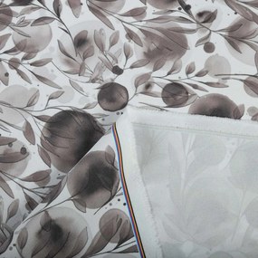 Biante Dekoračný záves Rongo RGP-504 Hnedé popínavé lístky na bielom 140x140 cm
