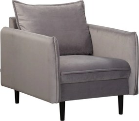 Sivé zamatové kreslo Juli – Ropez