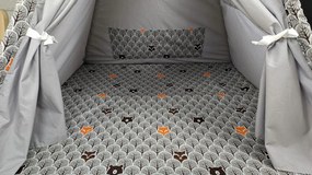 Detský stan TEEPEE (TÝPIE) ANIMALS s doplnkami - MACKO A KAMARÁDI - šedý