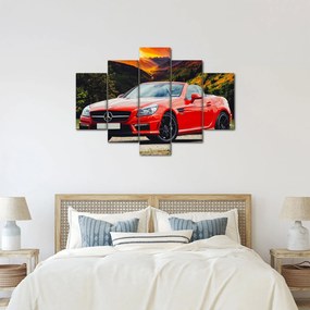 Obraz - červený Mercedes (150x105 cm)