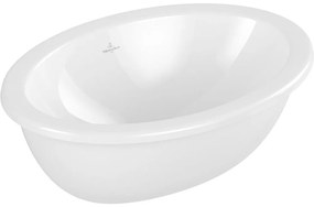 VILLEROY &amp; BOCH Loop &amp; Friends oválne zápustné umývadlo bez otvoru, s prepadom, 570 x 410 mm, biela alpská, s povrchom CeramicPlus, 4A6200R1