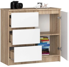 Komoda K80 JERRY 1D 3SZ - dub sonoma/biela