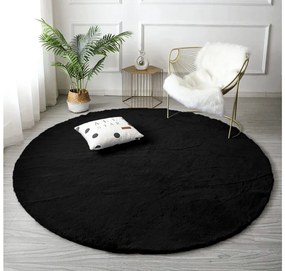 Čierny okrúhly koberec Rabbit Rozmer: 80