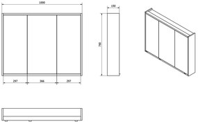 Sapho Sapho, BATU galérka 2x LED osvetlení, 100x71x15cm, biela, 1141130