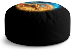 Taburet Circle ohnivé jin a jang, čierna