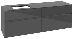 VILLEROY &amp; BOCH Collaro závesná skrinka pod umývadlo na dosku (umývadlo vľavo), 4 zásuvky, 1600 x 500 x 548 mm, Glossy Grey, C12100FP