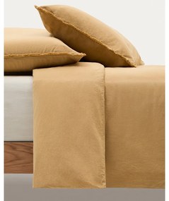 Obliečky na dvojlôžko/predĺžené z bavlneného perkálu v horčicovej farbe 260x240 cm Sifinia – Kave Home