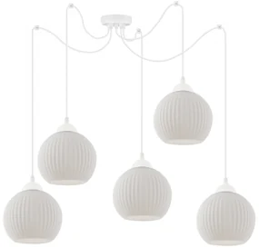 Závesné svietidlo Riffle Round Spider, 5x biele sklenené tienidlo, w