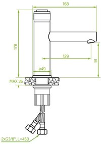 Laveo Volumo, umývadlová batéria h-178 s odtokovou zátkou ClickClack, chrómová, LAV-BAV_022D