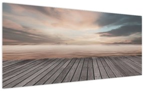 Obraz - Mólo pri západe slnka (120x50 cm)