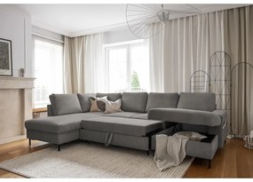Sivá menčestrová rozkladacia rohová pohovka (ľavý roh) Lofty Lilly – Miuform
