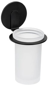 Matne čierny samodržiaci sklenený téglik na zubné kefky Bivio – Wenko