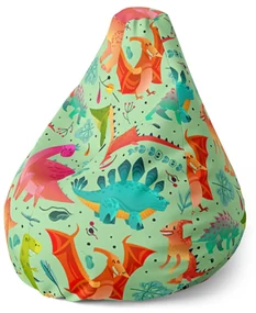Sablio Sedací vak Pear Dinosaury v tráve - 70 x 95 x 15 cm
