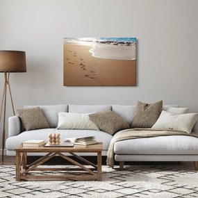 Obraz - stopy v piesku a more (90x60 cm)