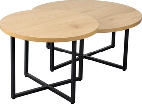 XXXLutz SADA KONFERENČNÝCH STOLÍKOV, čierna, farba duba, kov, kompozitné drevo, 60-80/60-80/35-45 cm Boxxx - Stolíky do obývačky - 002798024001