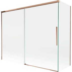 Mexen Rox, 2-krídlová posuvná vaňová zástena 190 + 80 x 150 cm, 8mm číre sklo, ružové zlato profil, 8C9-190-080-60-00