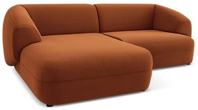 Oranžová zamatová rohová pohovka (ľavý roh) Moana – Makamii