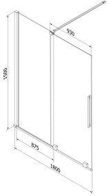 Mexen Velar, 2-krídlová posuvná vaňová zástena 180 x 150 cm, 8mm číre sklo, zlatý lesklý profil, 896-180-000-01-50